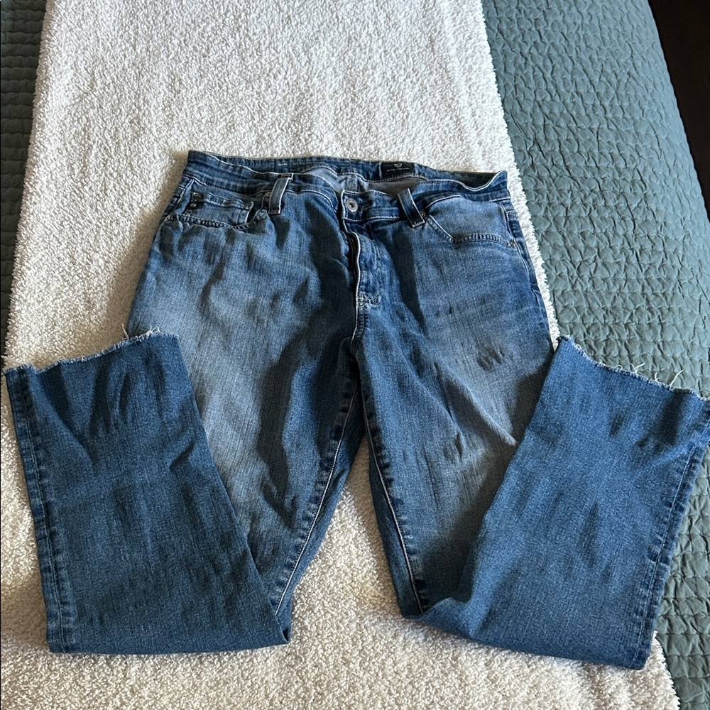 AG Mari Mid-rise Slim Straight Blue Denim Jeans
